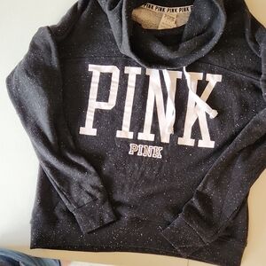 PINK Victoria's Secret Black and White Cowl Neck Sweater